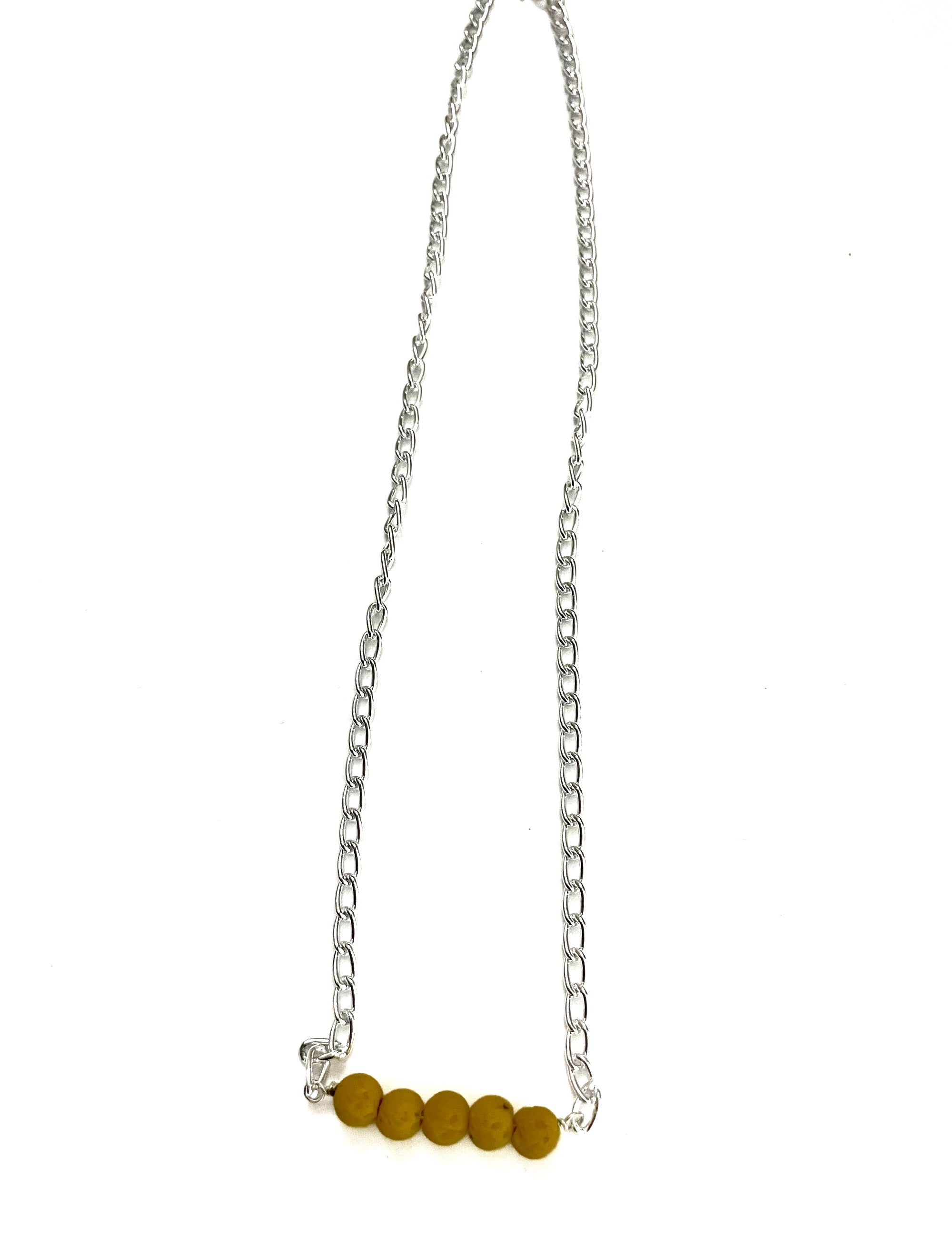 Yellow 5 Bar Lava Stone Necklace