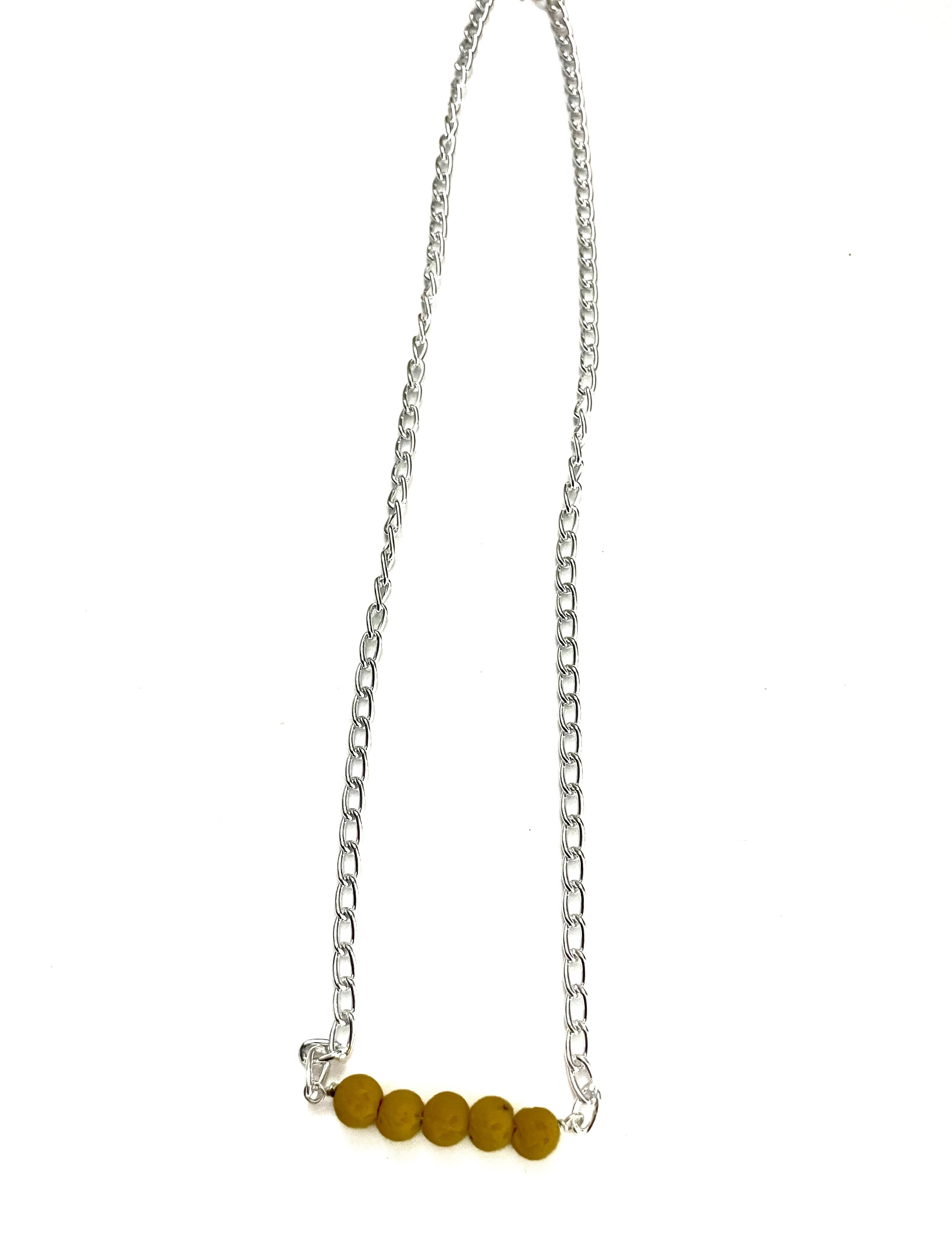 Yellow 5 Bar Lava Stone Necklace