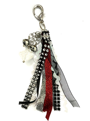 Red/White/Black with Beads Purse Bling