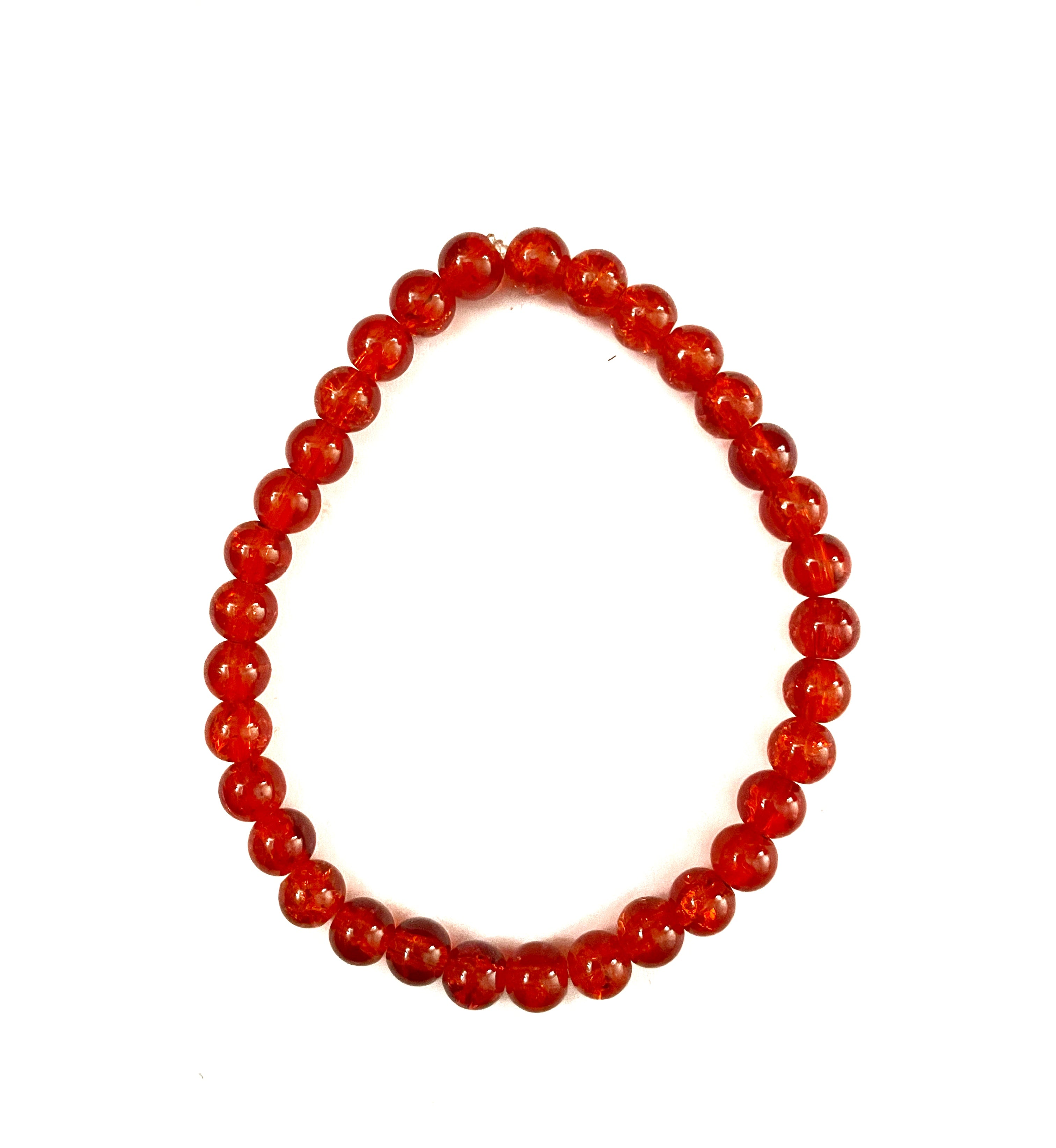 Red Glass Bead Stretchy Bracelet