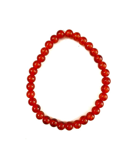 Red Glass Bead Stretchy Bracelet