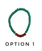 Emerald Green Glass and Brown  Lava Stone Bracelet