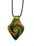 Gold with Green Swirl Glass Necklace