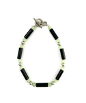 Blackstone and Green Glass Wire Bracelet
