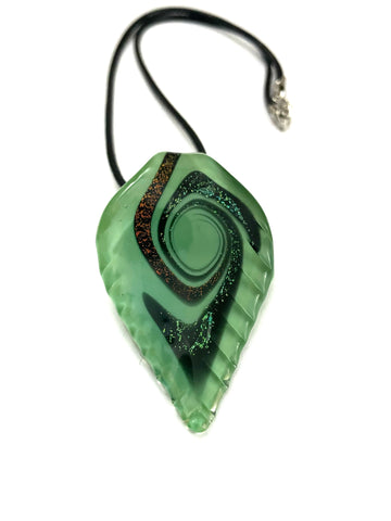 Green with Blue and Red Swirl Glass Necklace