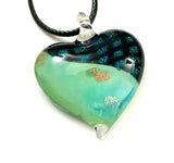 Green Heart with Dichroic Glass Necklace
