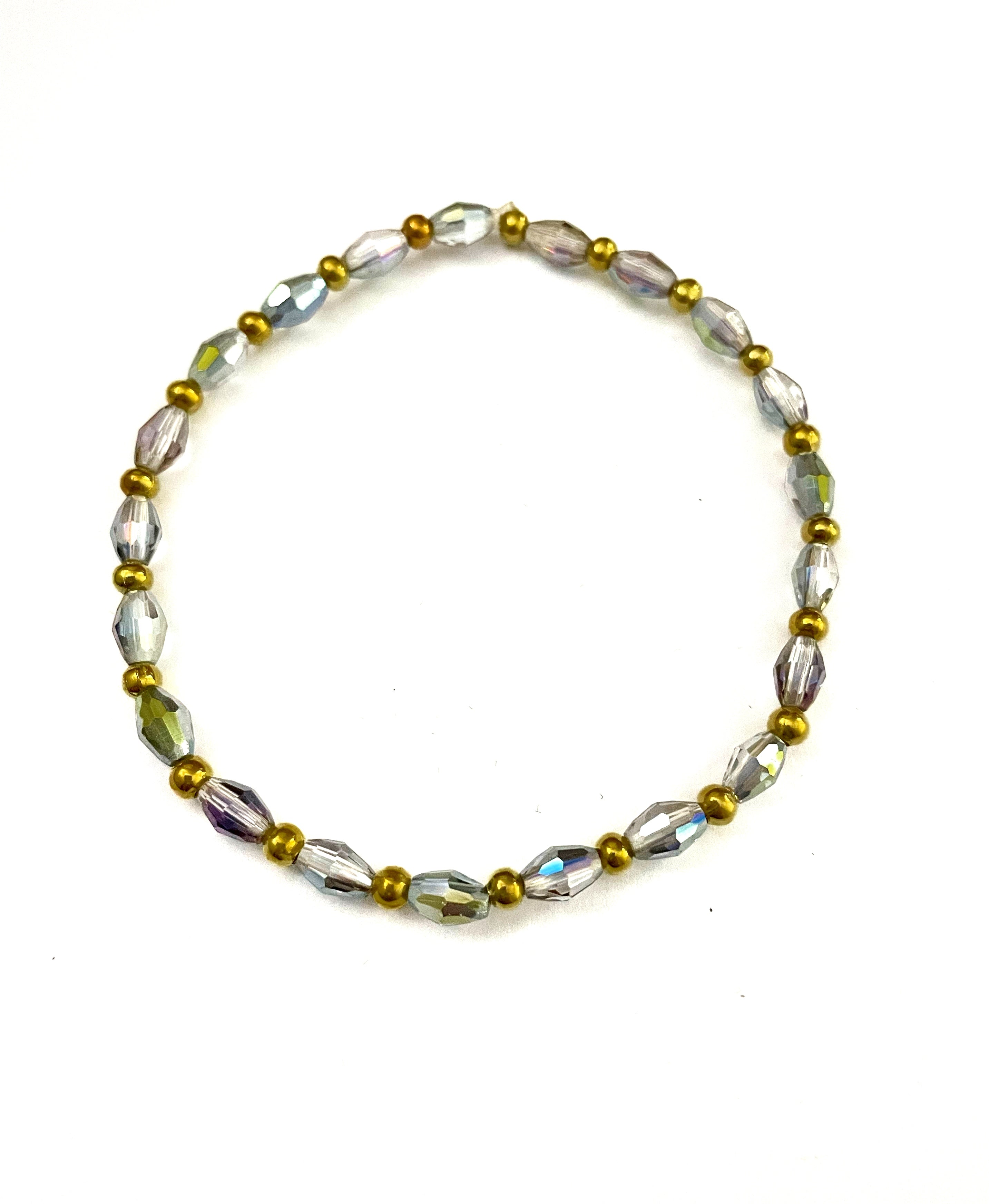 Purple Long Bicone Stretchy Bracelet - Multiple Options