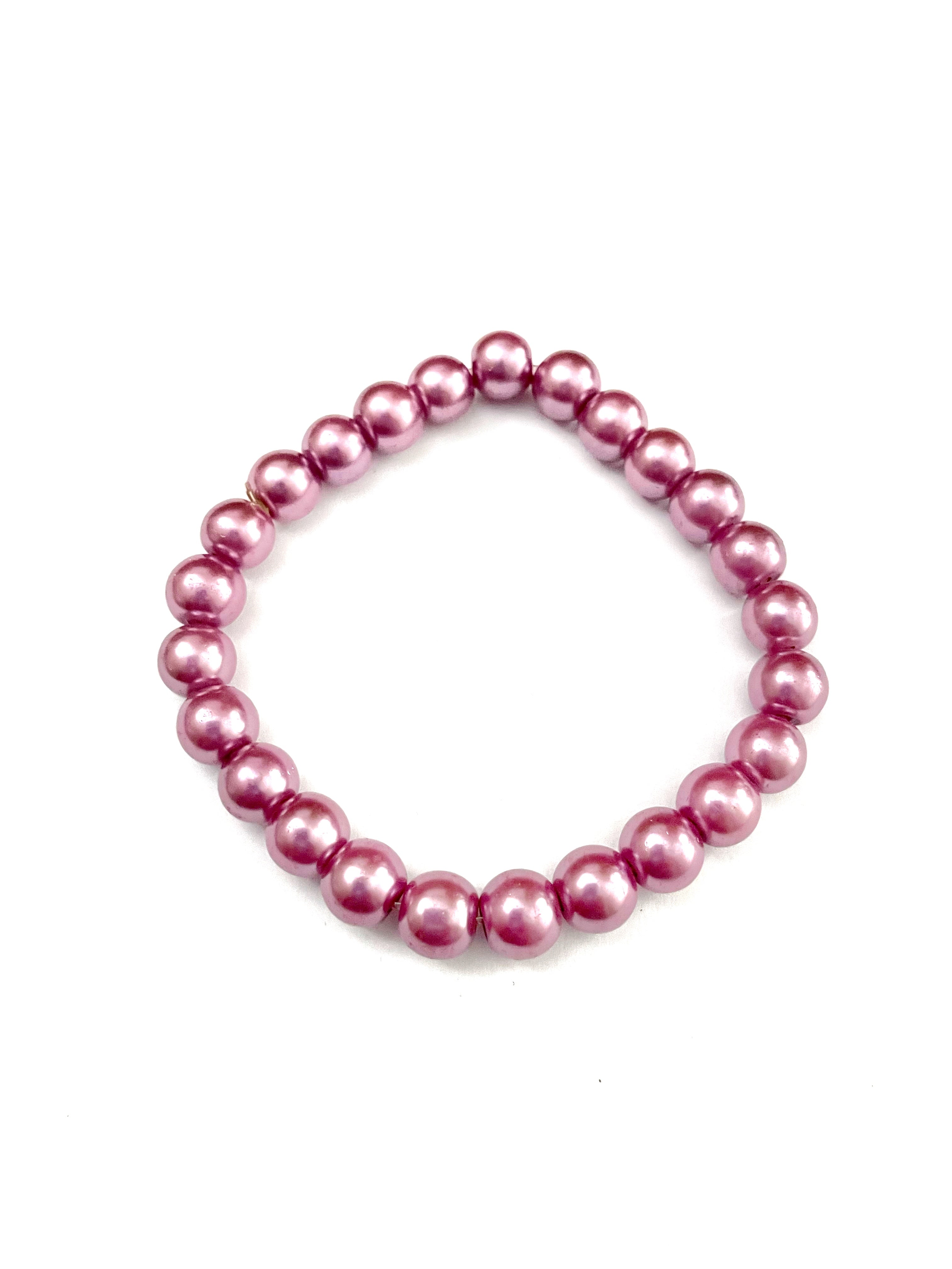 Purple Glass Pearl Stretchy Bracelet - Multiple Options