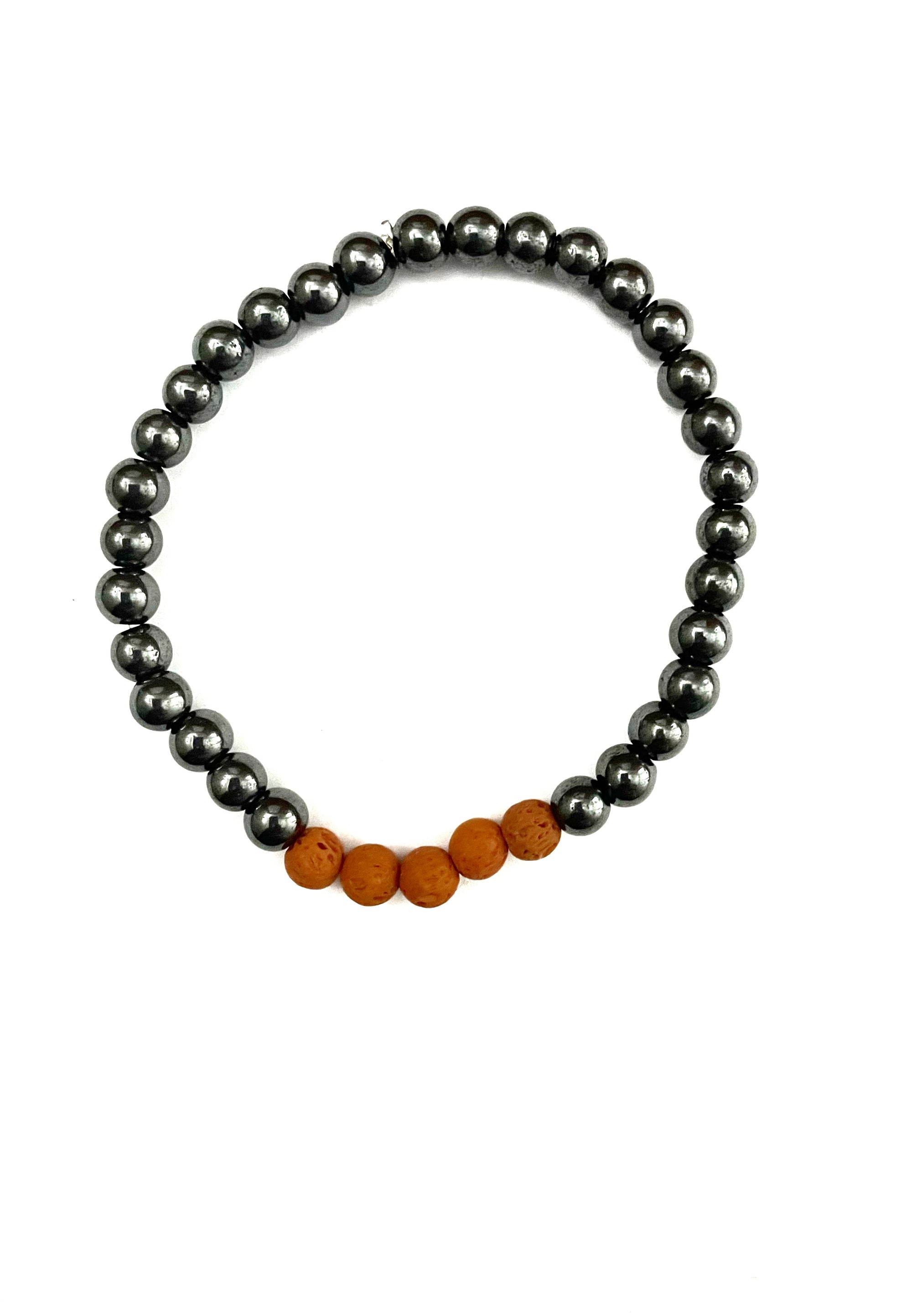 Hematite and Tan Lava Stone Bracelet