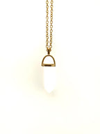Milky White Glass Bullet Pendant in Gold Necklaces