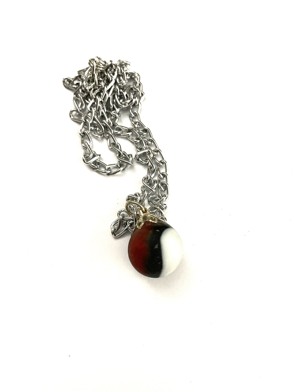 Matte Red,Black & White Marble Necklace