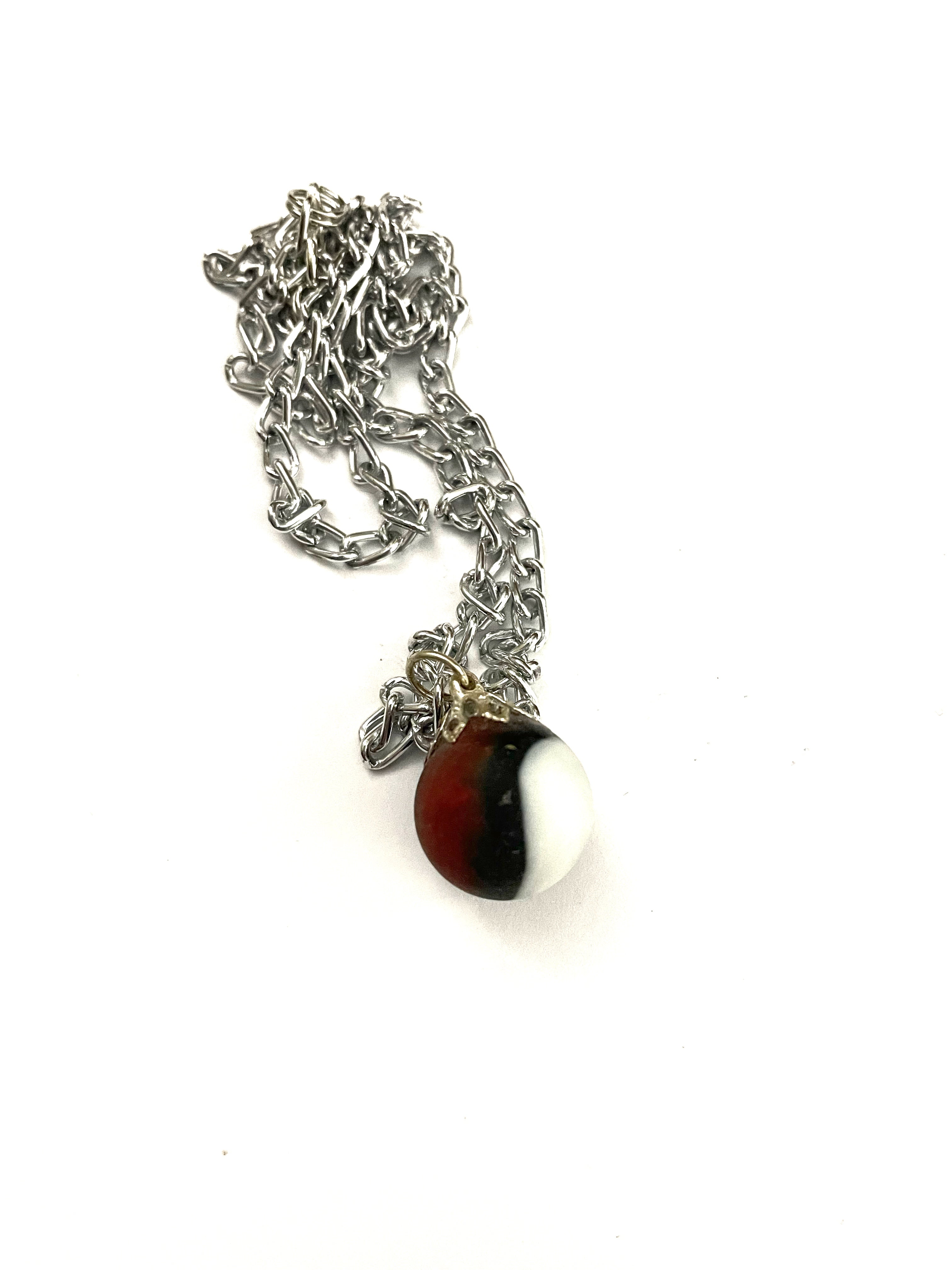 Matte Red,Black & White Marble Necklace