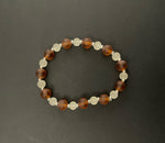 Frosted Browns and White Glass Stacked Bracelet