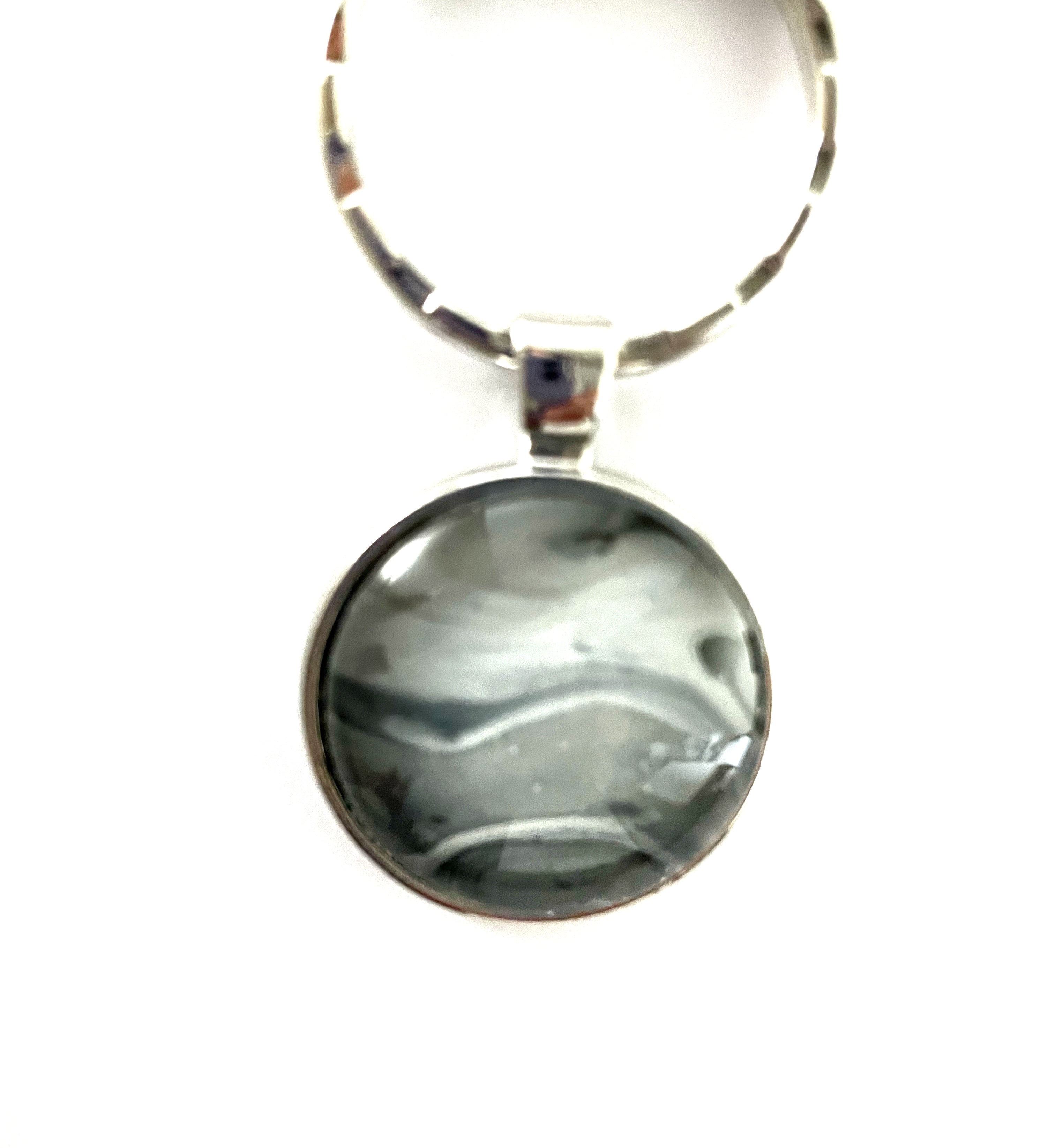 Grey Acrylic Paint Key Ring