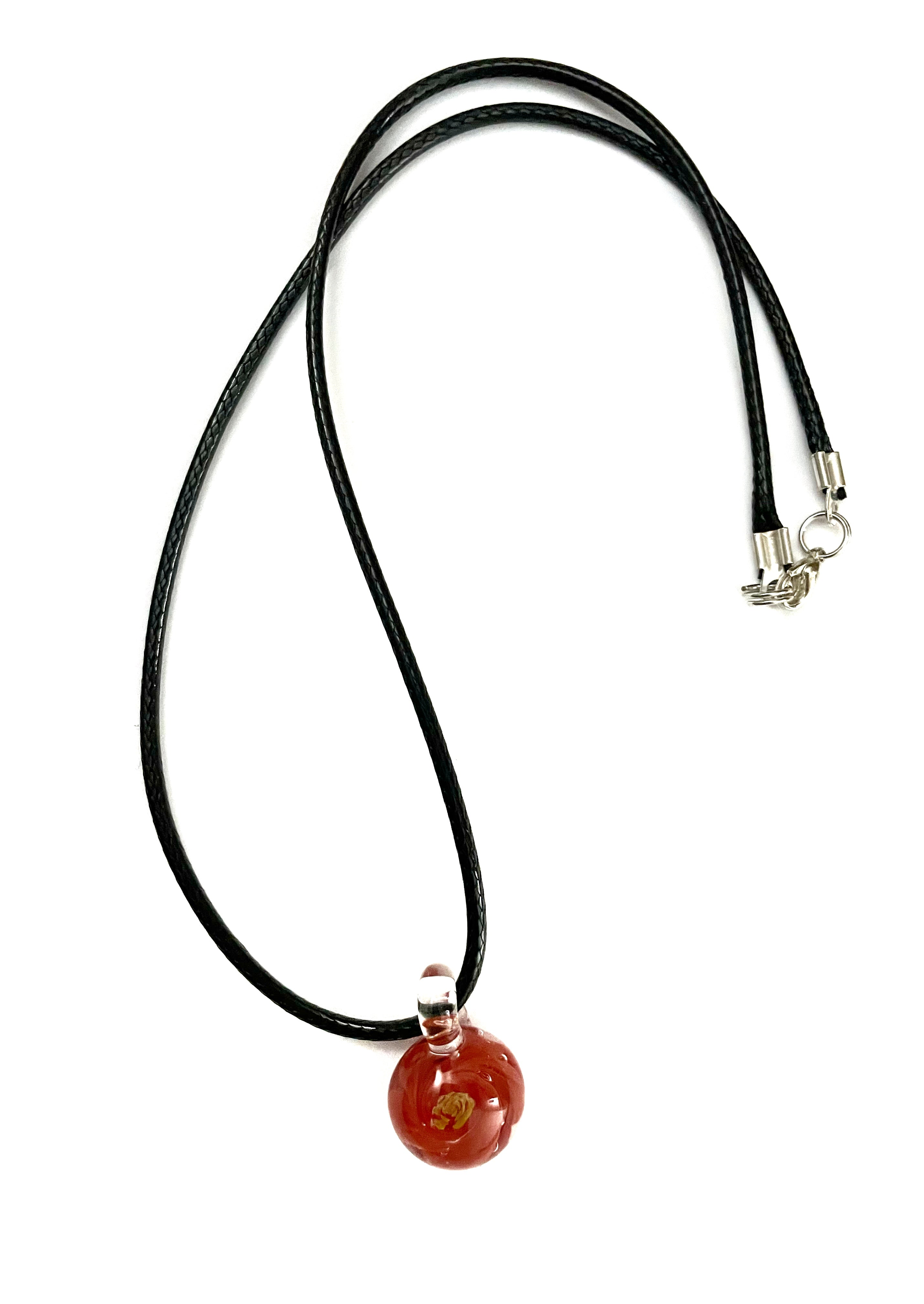 Orange Flower Glass Necklace