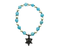Snowflake Charm with Blue & White Glass Stretchy Bracelet