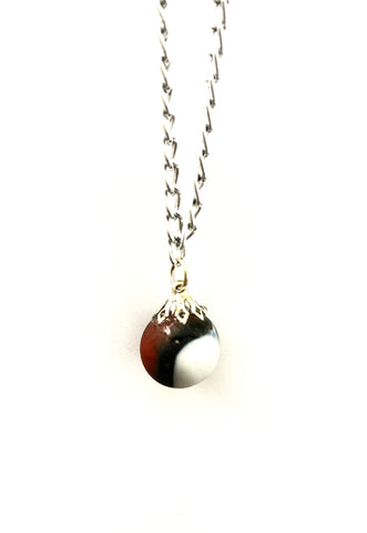 Matte Red,Black & White Marble Necklace