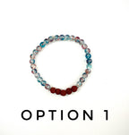 Blue and Pink Glass and Brown Lava Stone Bracelet