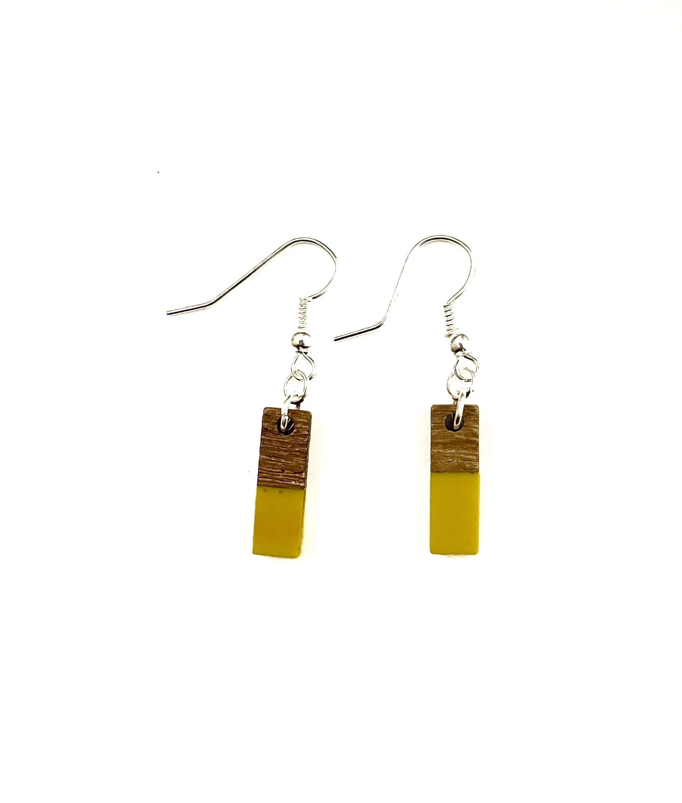 Extra Small Rectangle Resin & Wood  Earrings
