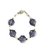 Purple Glass Flower Wire Bracelet