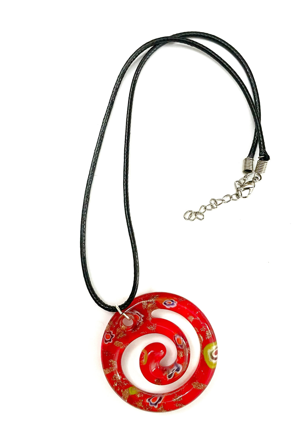 Red and Gold Foil Glass Necklace