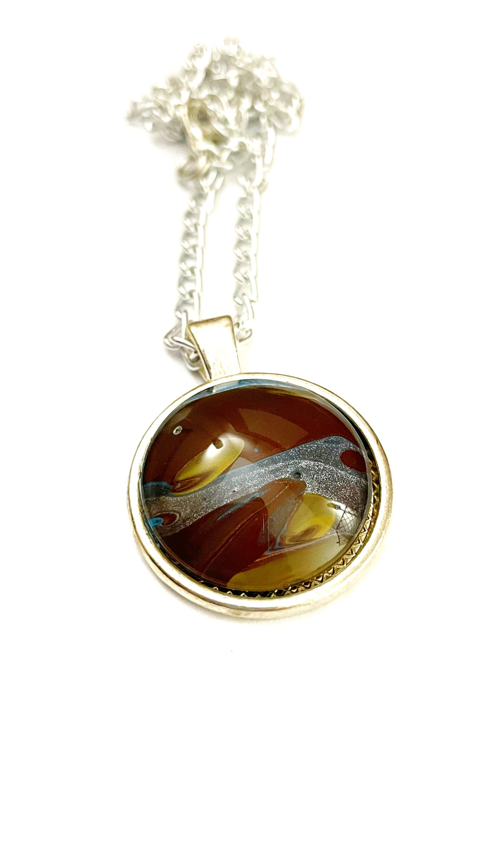 Brown, Blue and Yellow Acrylic Necklaces