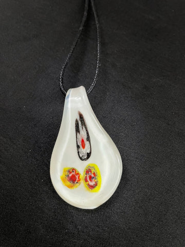 White with Yellow, Blue and Red Glass Necklace