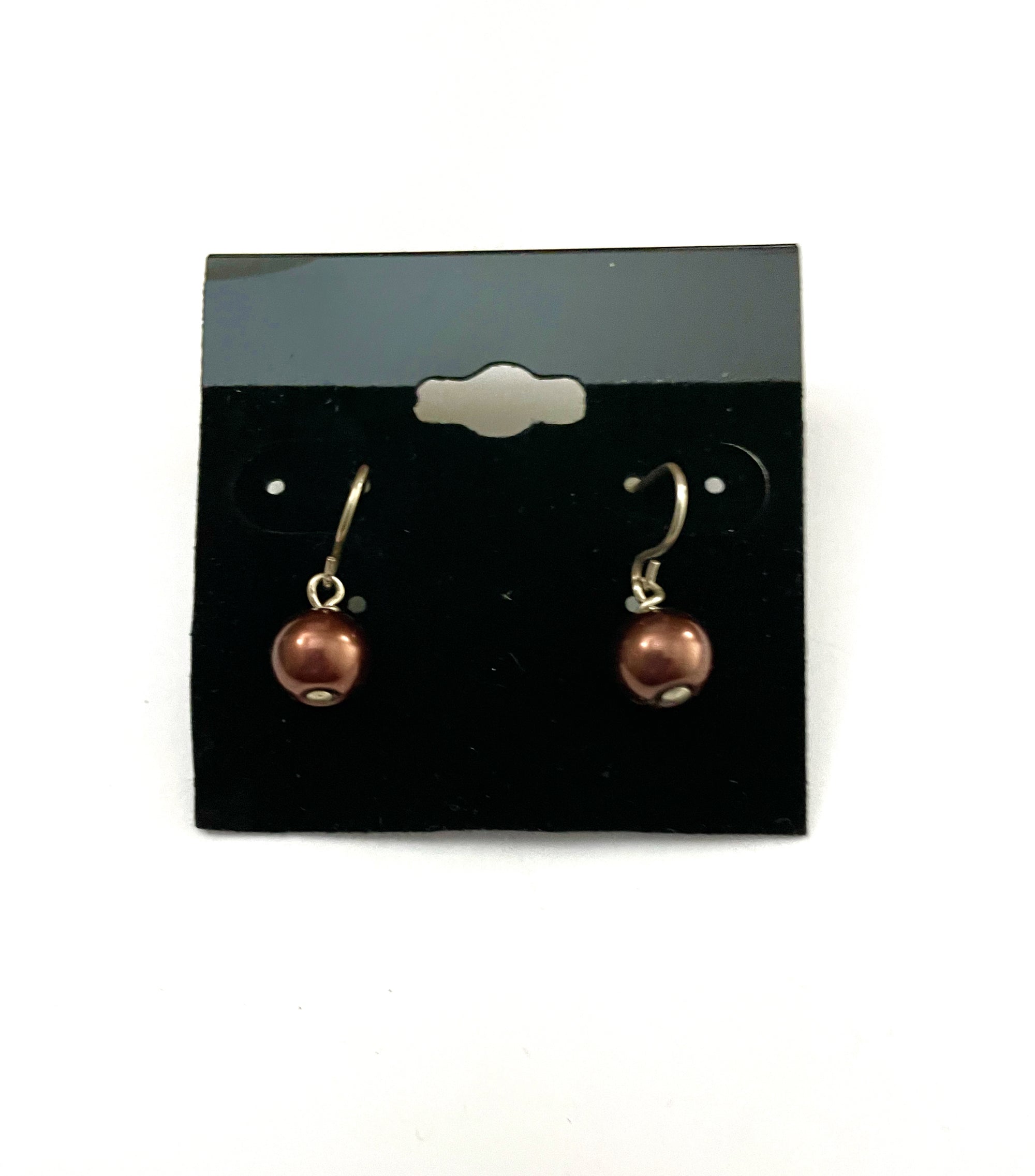 Chocolate Brown Glass Pearl Earrings