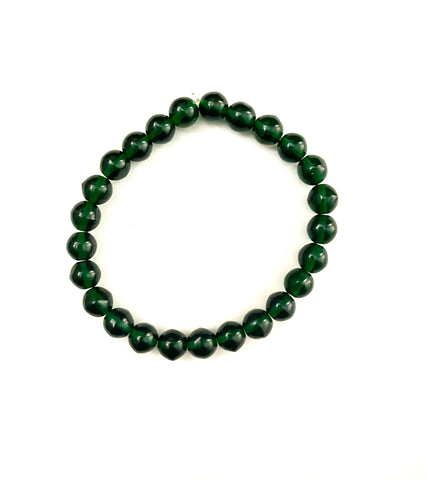 Christmas Green Glass Stretchy Bracelet