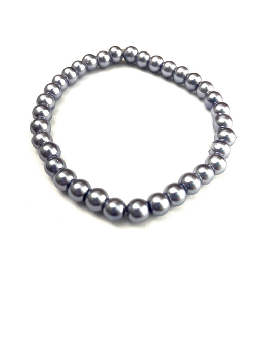 Blue Purple Glass Pearl Stretchy Bracelet