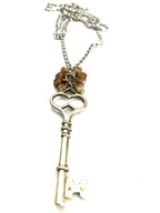 Large Key with Red Vein Jasper Necklace