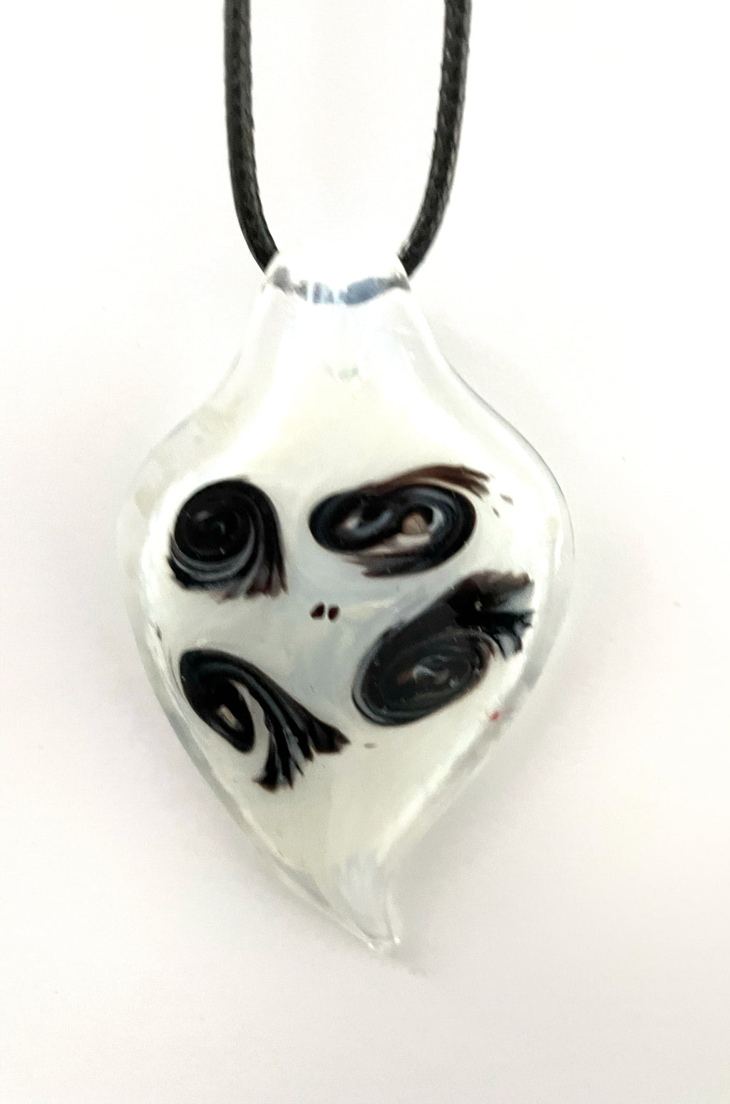 Milky White with Black Swirls Glass Necklace