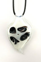 Milky White with Black Swirls Glass Necklace