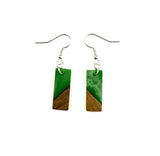 Extra Small Rectangle Resin & Wood  Earrings