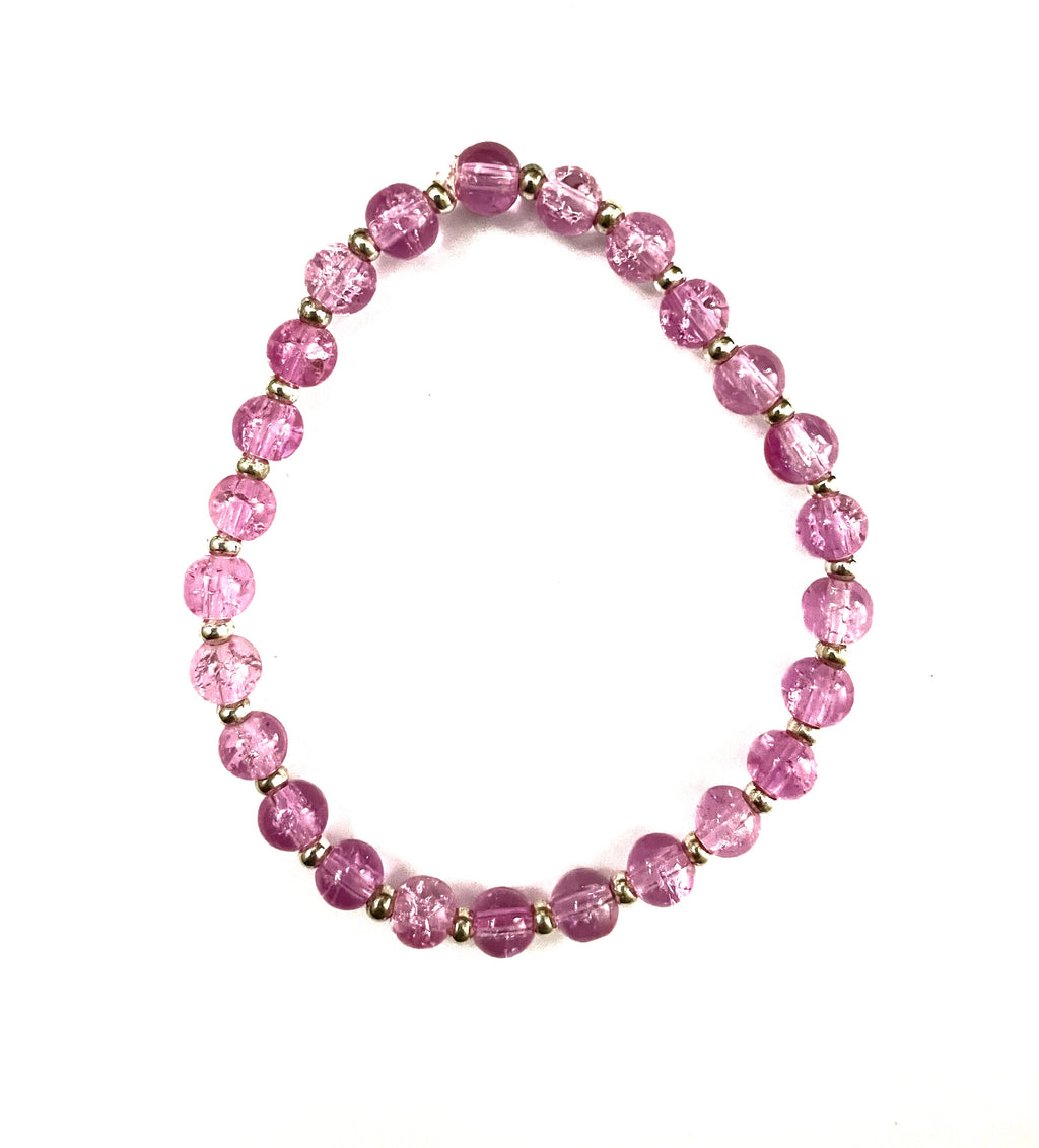 Pink Crackled Stretchy Bracelet