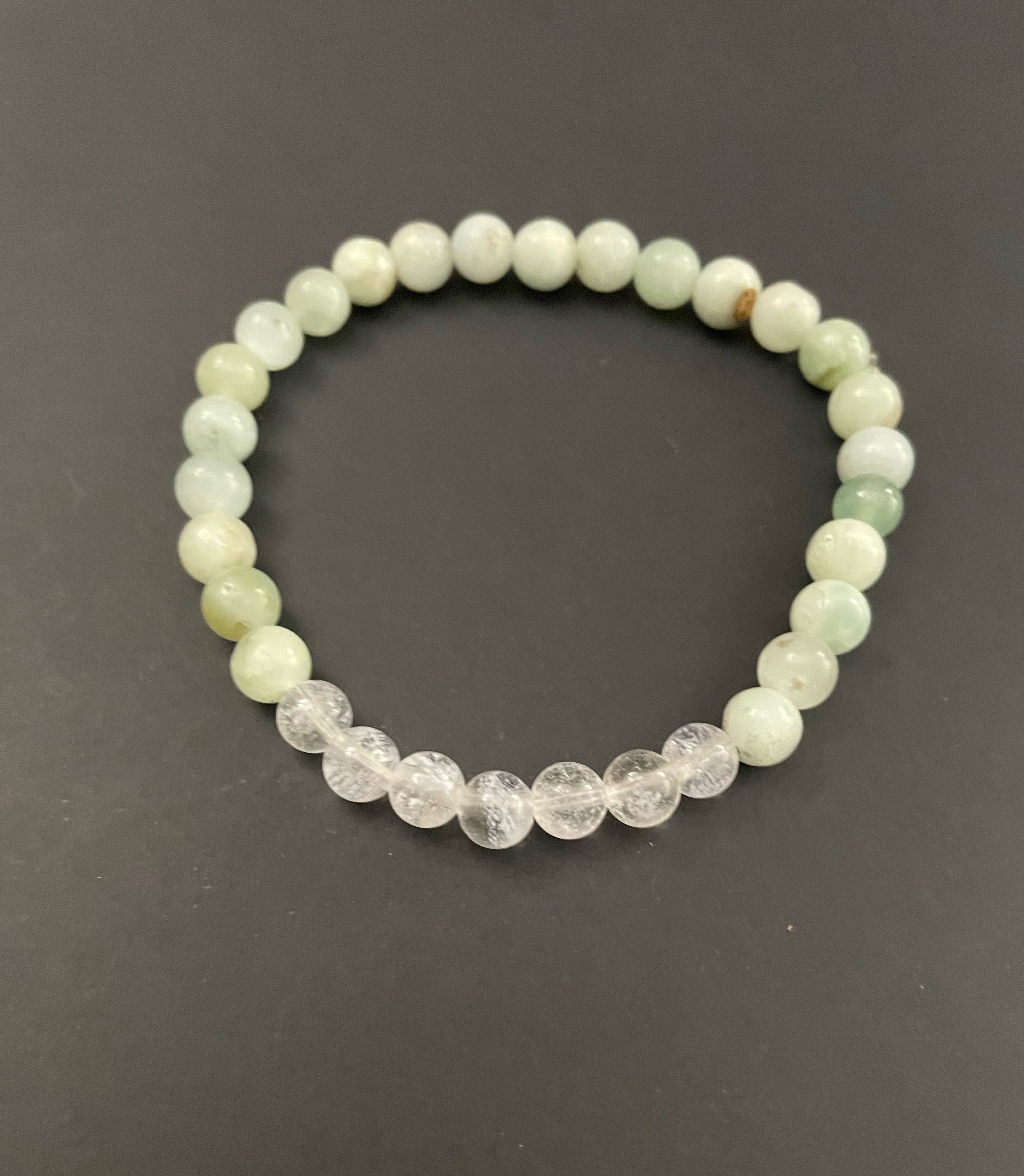 Green Aventurine and Clear Quartz Stretchy Bracelet
