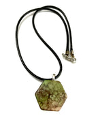 Wine and Green Hexagon Tile Necklace