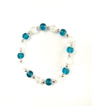 Teal Blue and Frosty White Small Stacked Bracelet