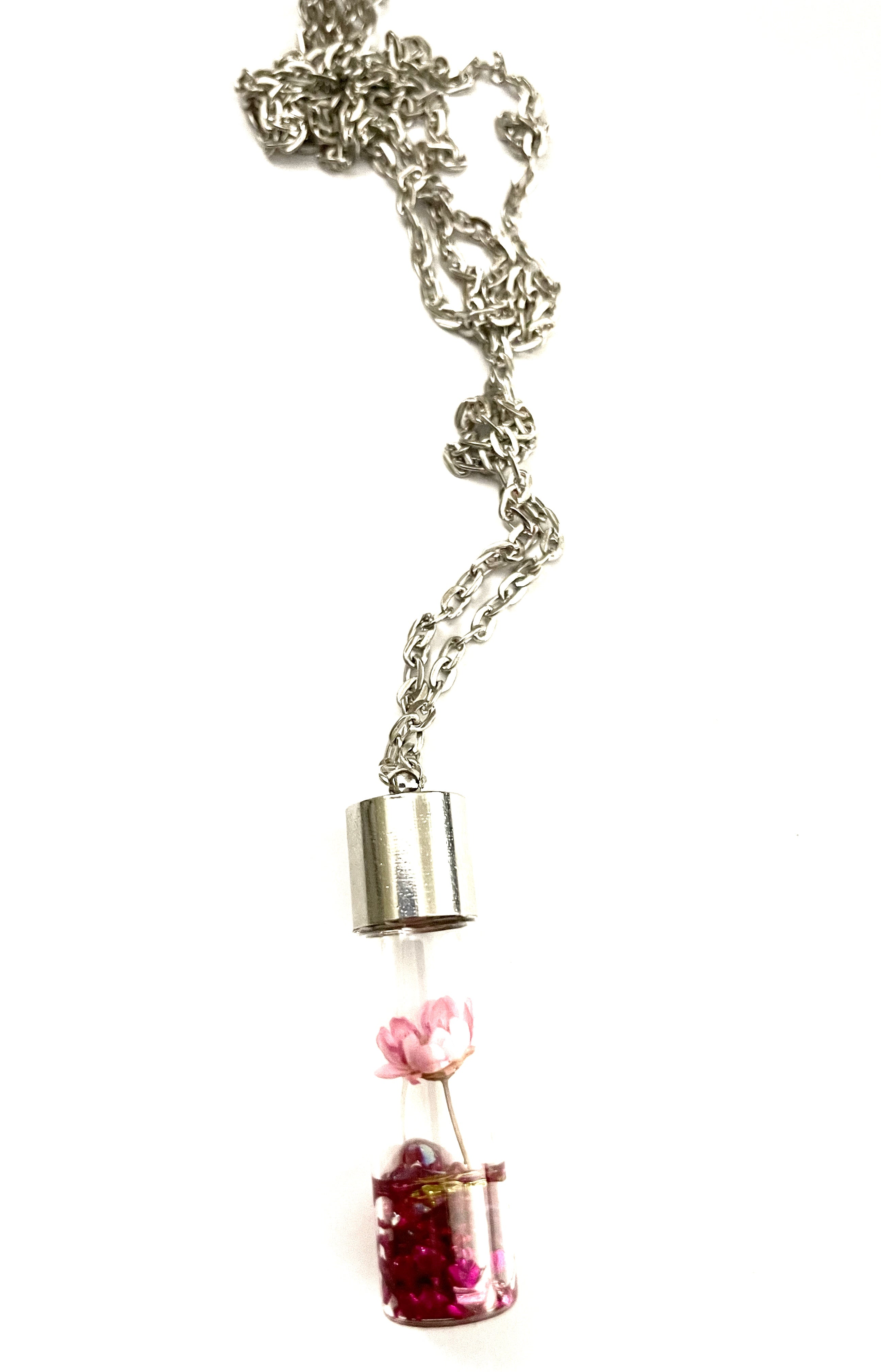 Dried Flower in Glass Bottle Necklace