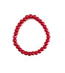 Cerise Red Glass Pearl Stretchy Bracelet