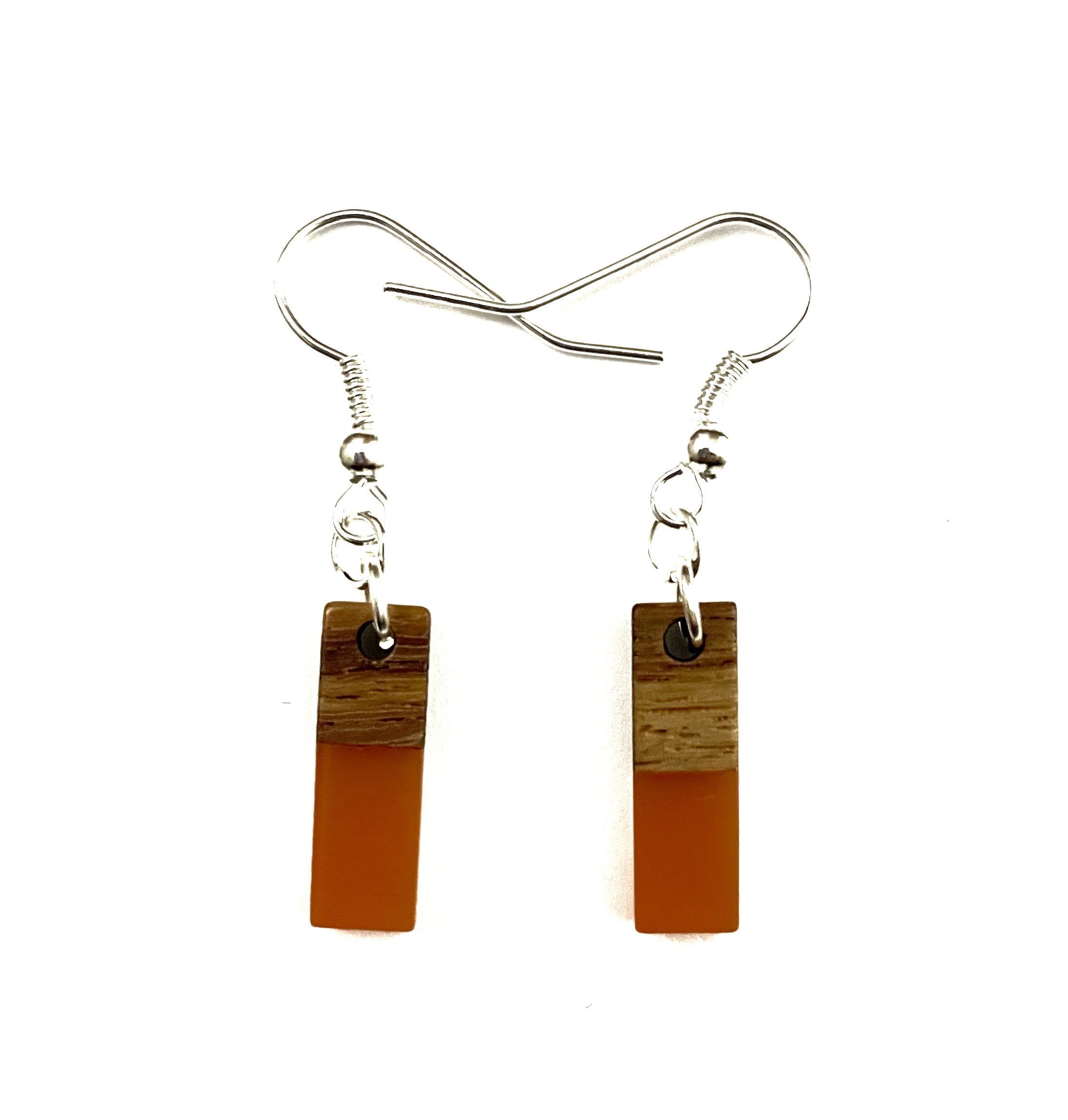 Small Rectangle Resin & Wood  Earrings