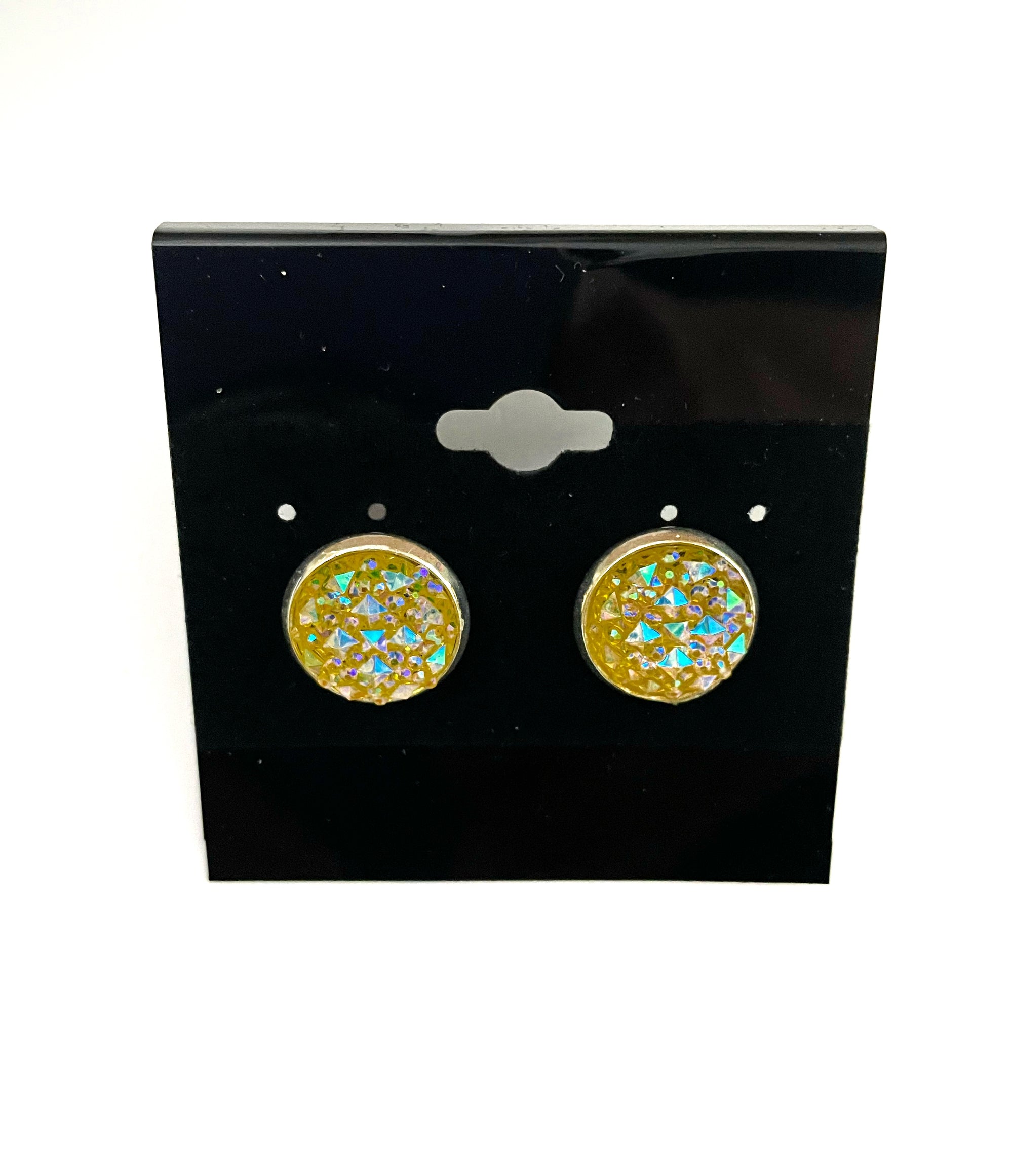 Bright Yellow Druzy Earring