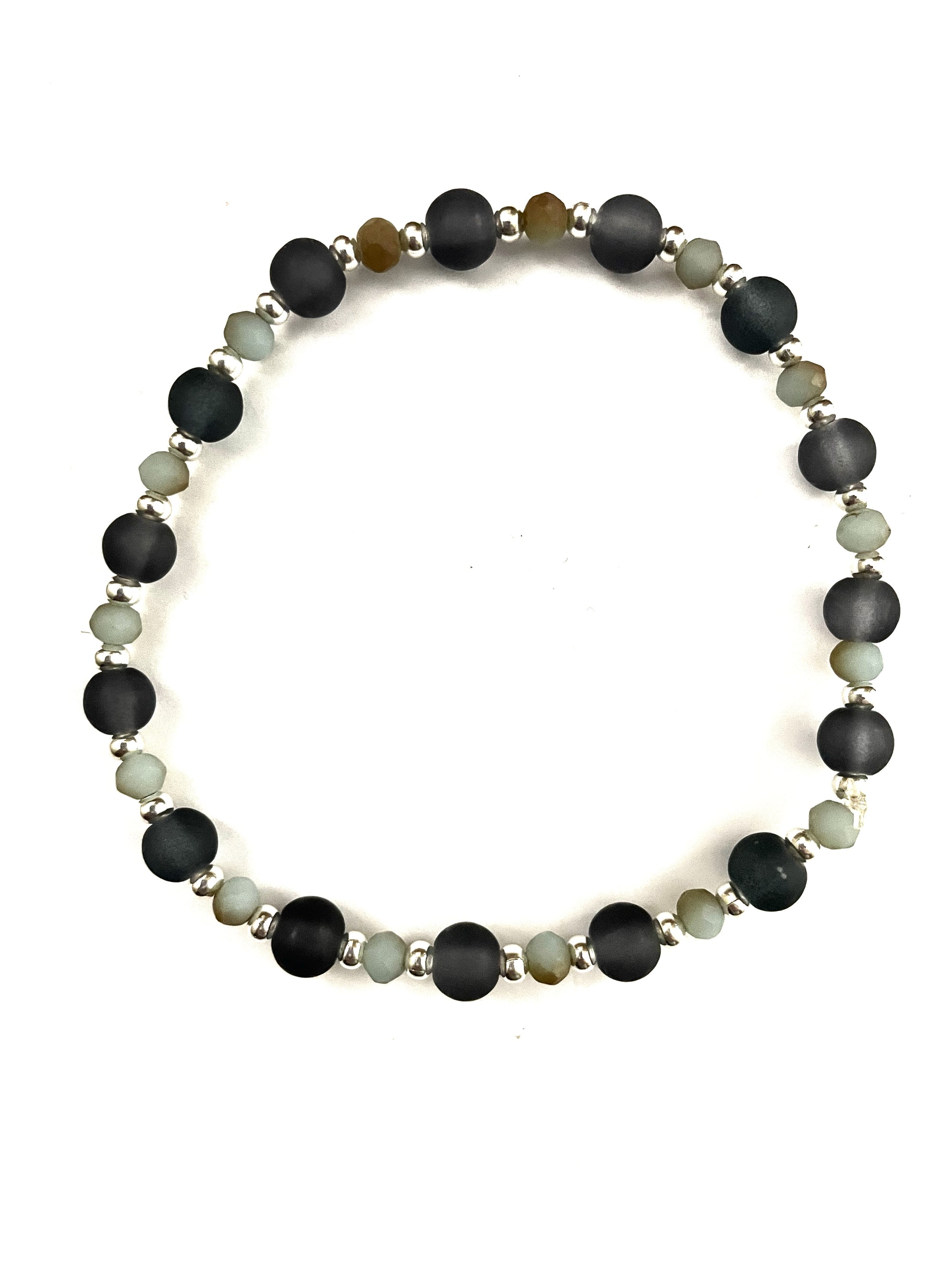 Mixed Clay and Matte Black Stacked Bracelet