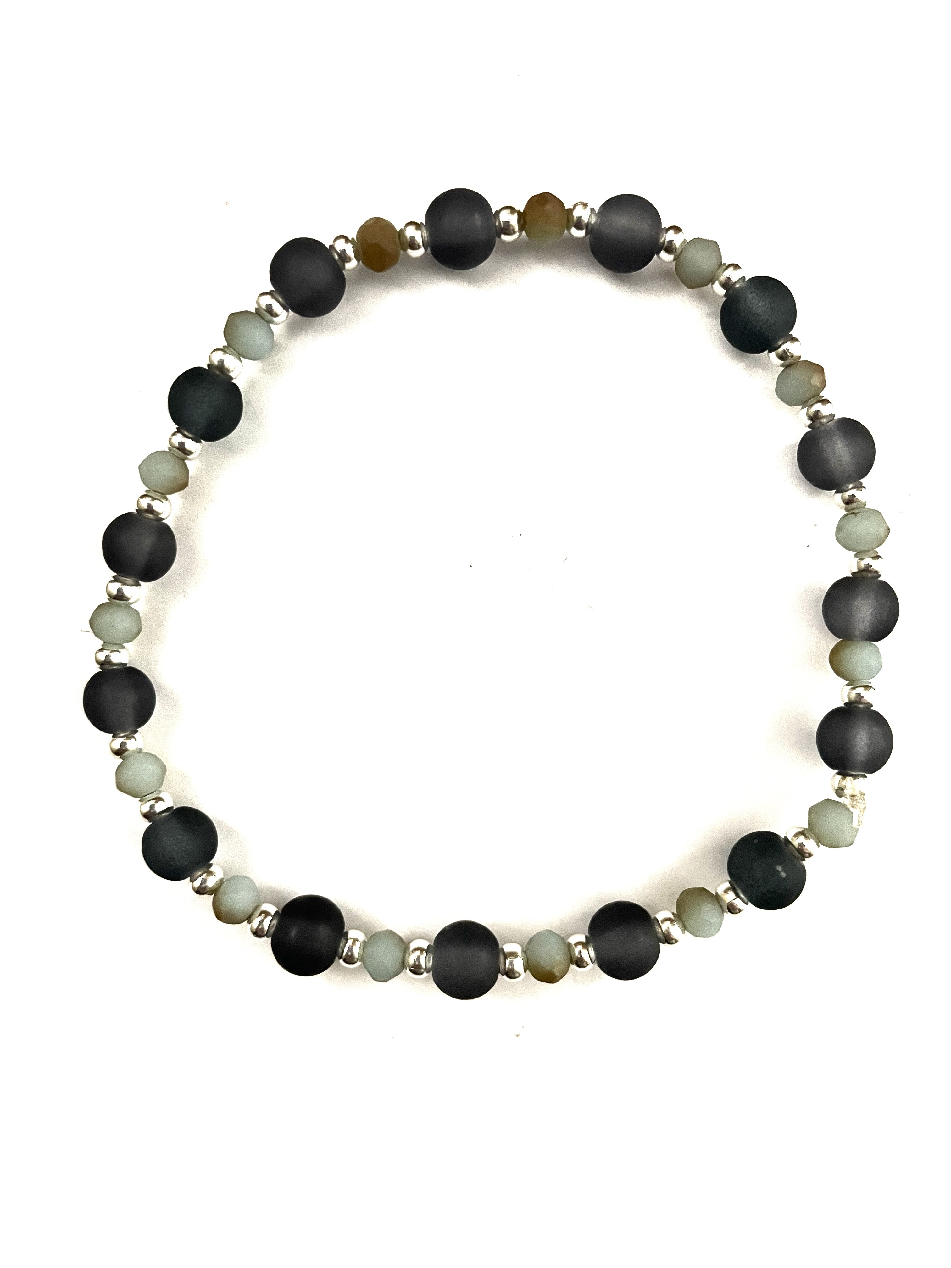 Mixed Clay and Matte Black Stacked Bracelet