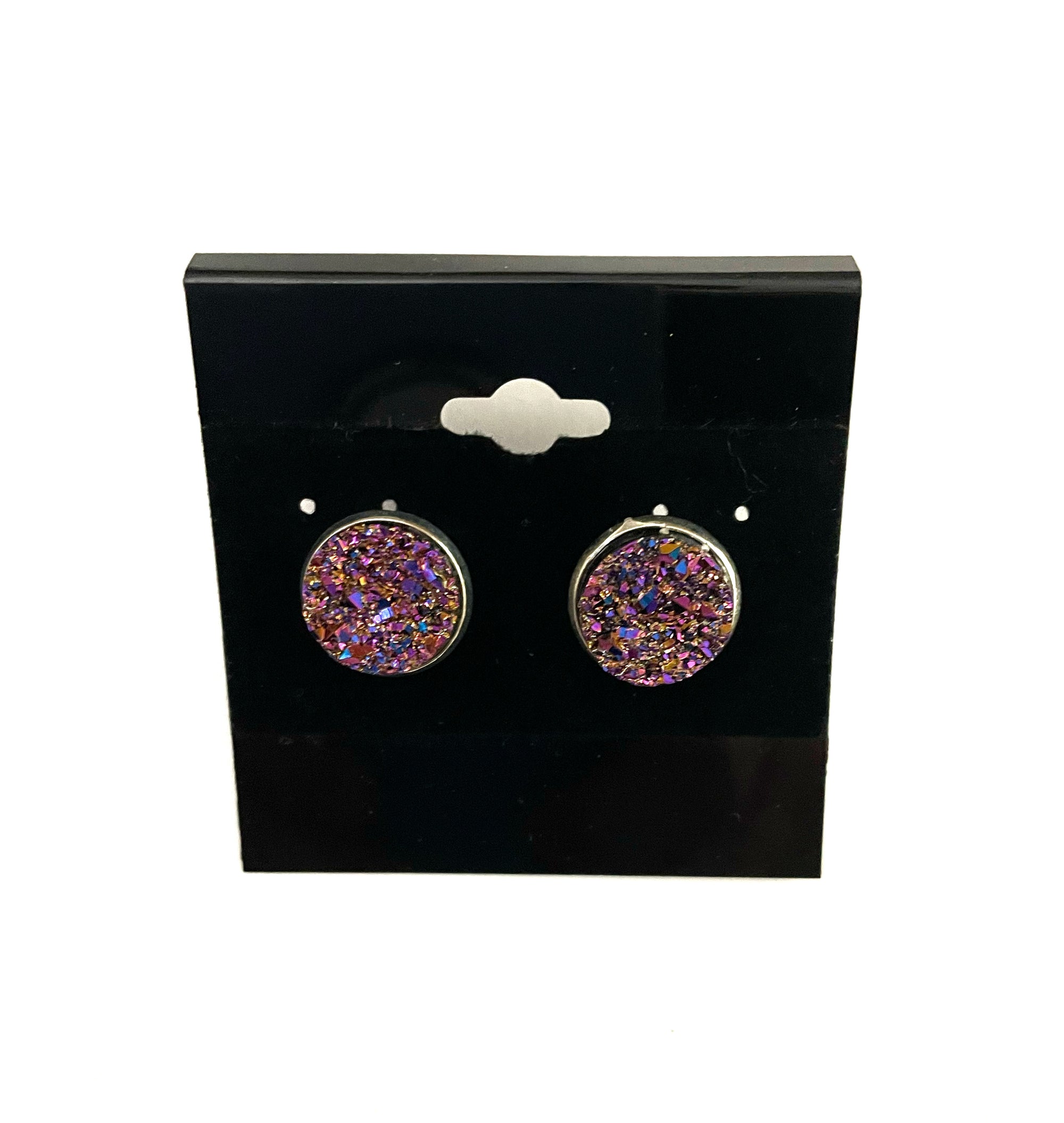 Dark Purple Druzy Earring