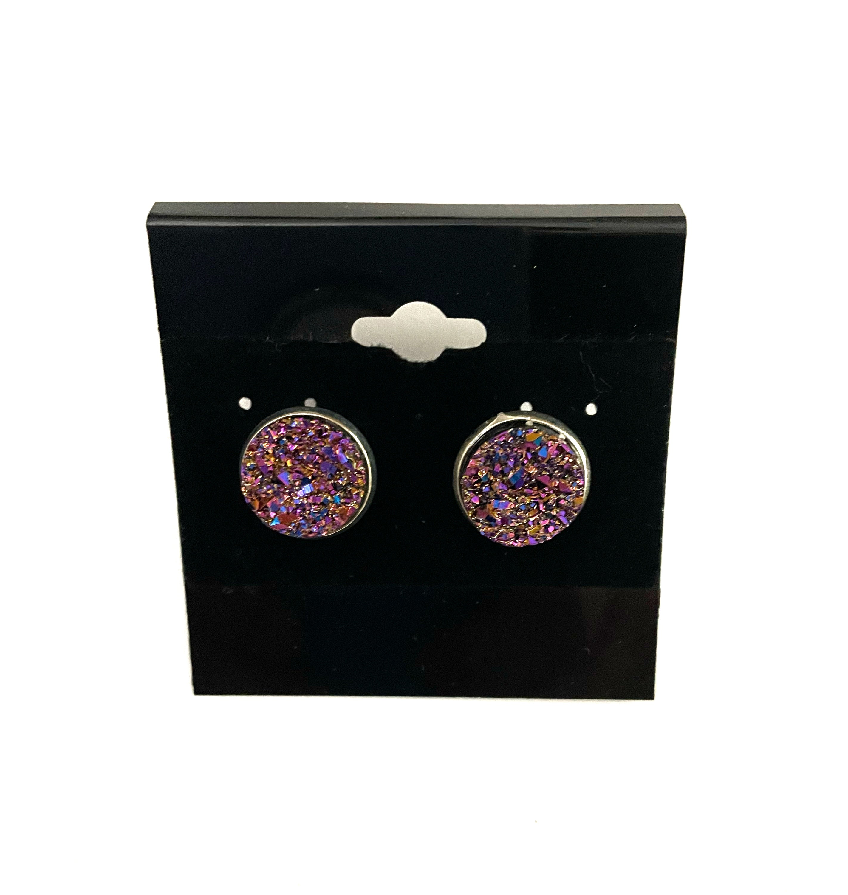 Dark Purple Druzy Earring