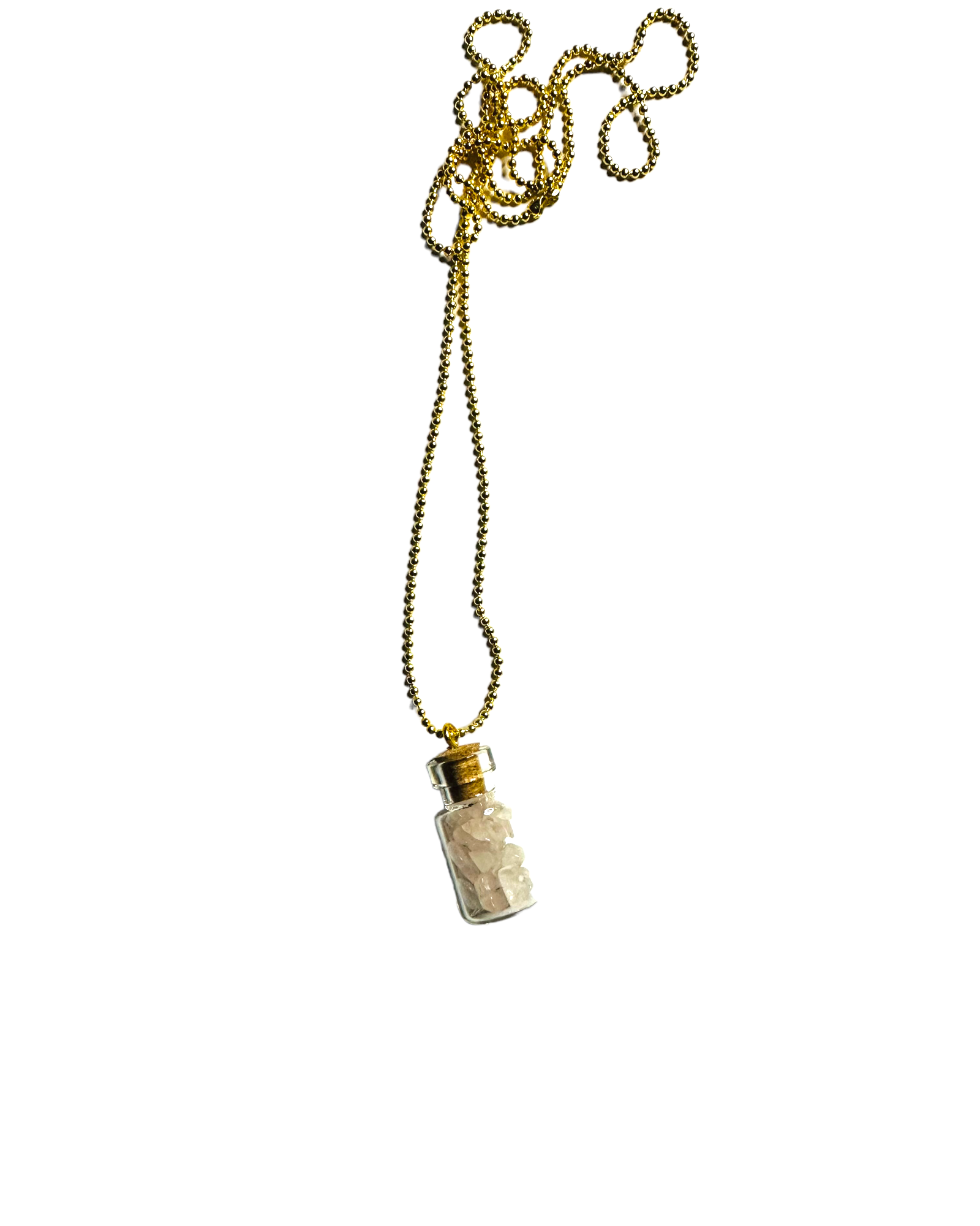 Crystal Chips in Glass Bottle Necklace