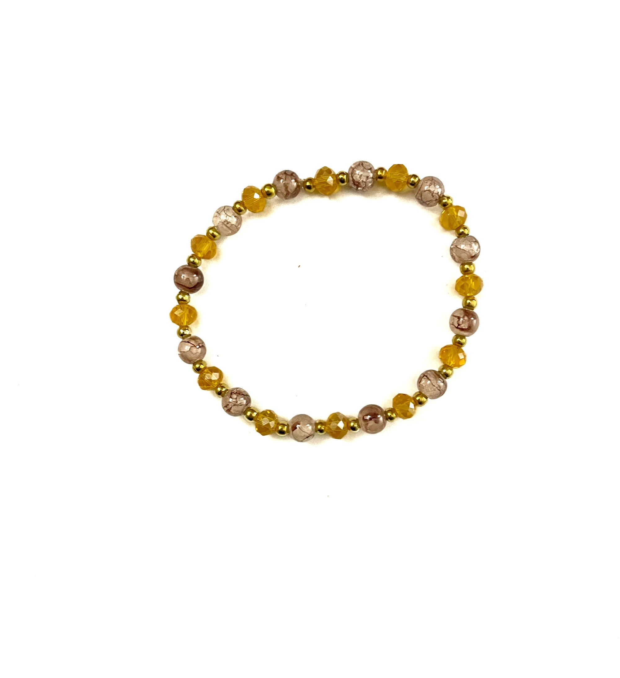 Milky White with Brown Lines Stretchy Bracelet
