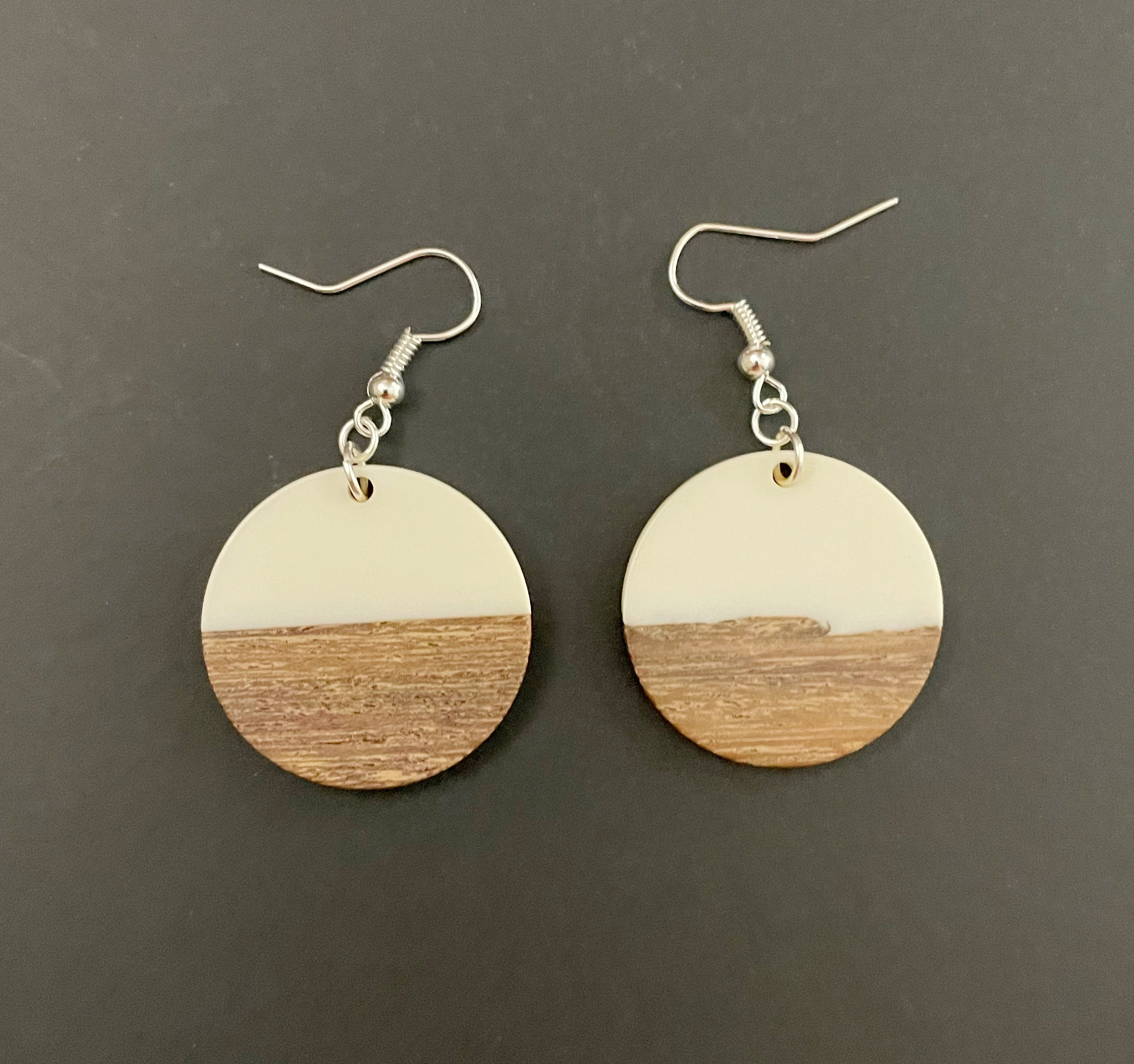 Medium Circle Resin & Wood  Earrings