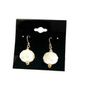 White Rondelle Glass Dangle Earrings